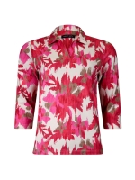 Sarto Fashion T-shirt polo r1270 d.red-h.pink+ ethnic flowers