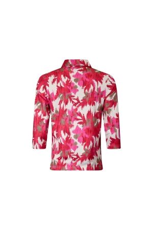 Sarto Fashion T-shirt polo r1270 d.red-h.pink+ ethnic flowers