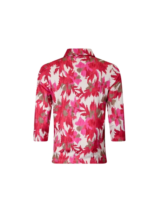 Sarto Fashion T-shirt polo r1270 d.red-h.pink+ ethnic flowers