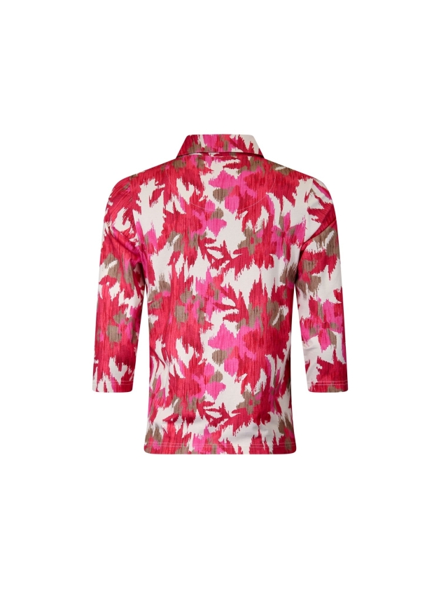 Sarto Fashion T-shirt polo r1270 d.red-h.pink+ ethnic flowers