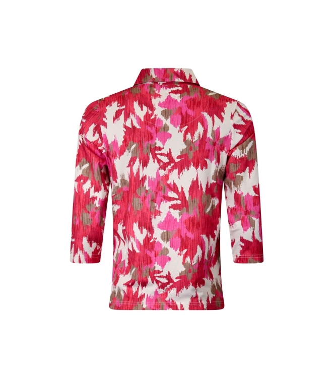 Sarto Fashion T-shirt polo r1270 d.red-h.pink+ ethnic flowers