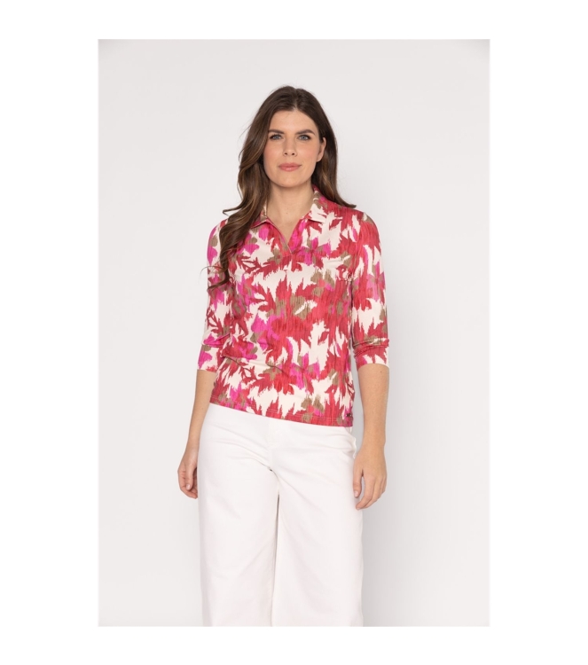 Sarto Fashion T-shirt polo r1270 d.red-h.pink+ ethnic flowers