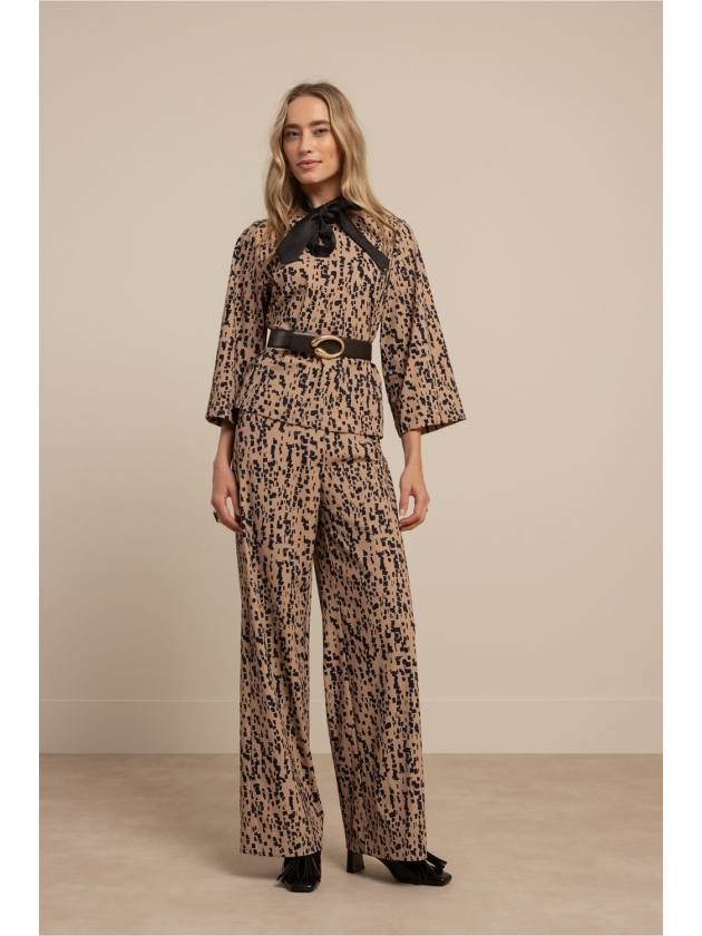 Studio Anneloes Lexie block trousers 2269 latte/dark blue