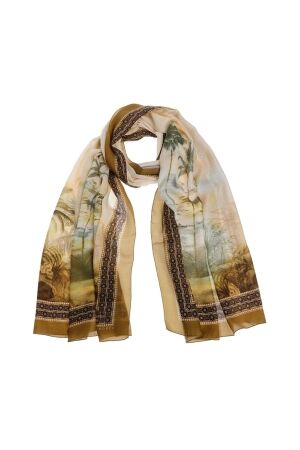 Xandres SCARF_PALM_PRINT 0910 misty aqua