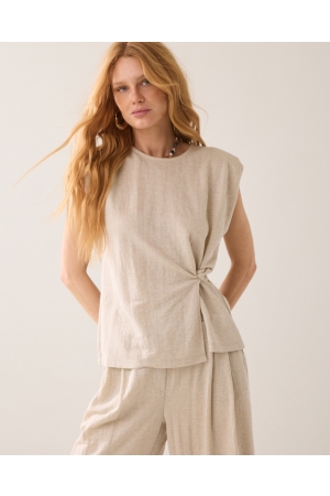 Summum Woman Top Linen look 702 Pebble beige
