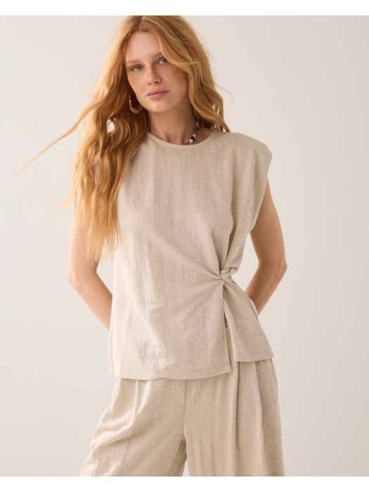 Summum Woman Top Linen look 702 Pebble beige