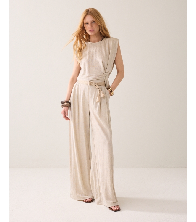 Summum Woman Trouser Linen look 702 Pebble beige