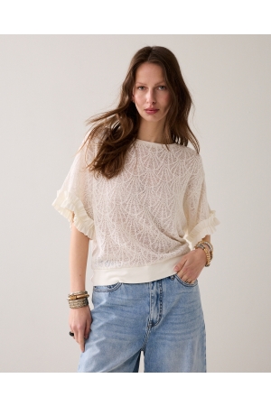 Summum Woman Top Open jaquard 115 Off White
