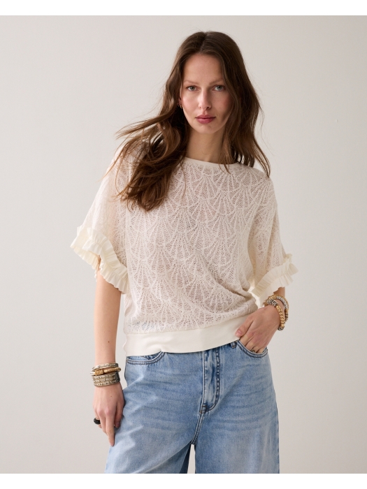 Summum Woman Top Open jaquard 115 Off White