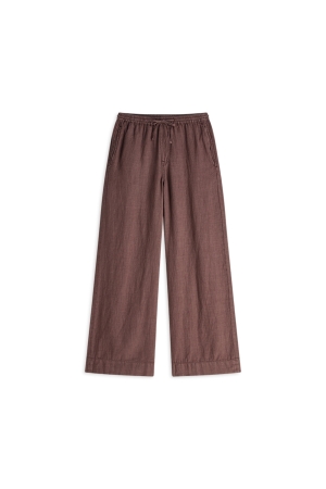 Summum Woman Wideleg pant Light linen lyocell 334 Deep fig