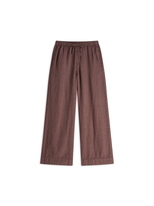 Summum Woman Wideleg pant Light linen lyocell 334 Deep fig