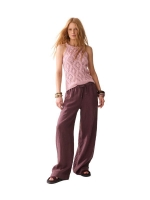 Summum Woman Wideleg pant Light linen lyocell 334 Deep fig