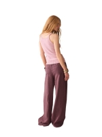 Summum Woman Wideleg pant Light linen lyocell 334 Deep fig