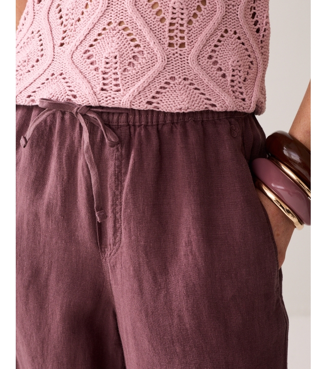 Summum Woman Wideleg pant Light linen lyocell 334 Deep fig