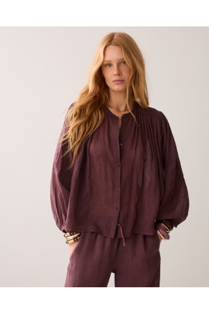 Summum Woman Blouse Ramie 334 Deep fig