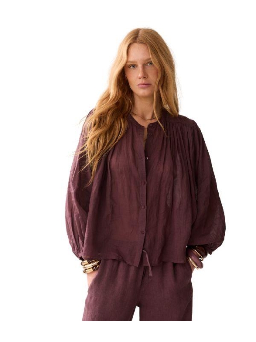 Summum Woman Blouse Ramie 334 Deep fig