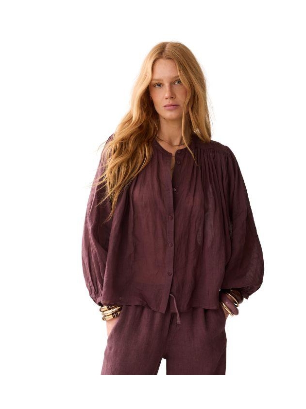 Summum Woman Blouse Ramie 334 Deep fig