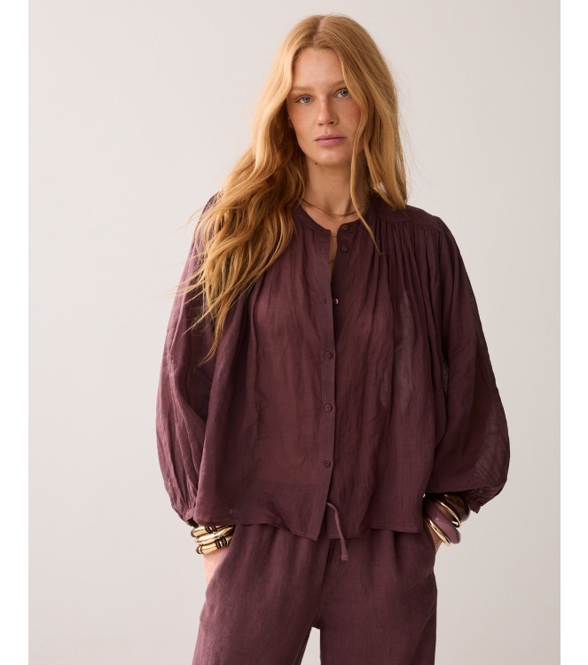 Summum Woman Blouse Ramie 334 Deep fig