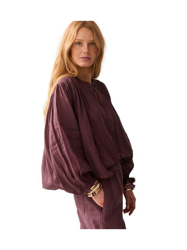 Summum Woman Blouse Ramie 334 Deep fig