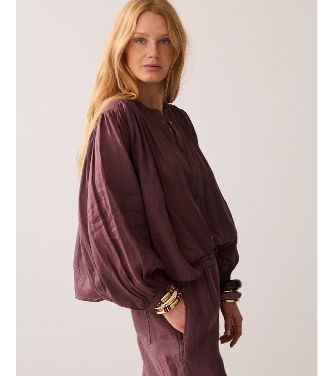 Summum Woman Blouse Ramie 334 Deep fig
