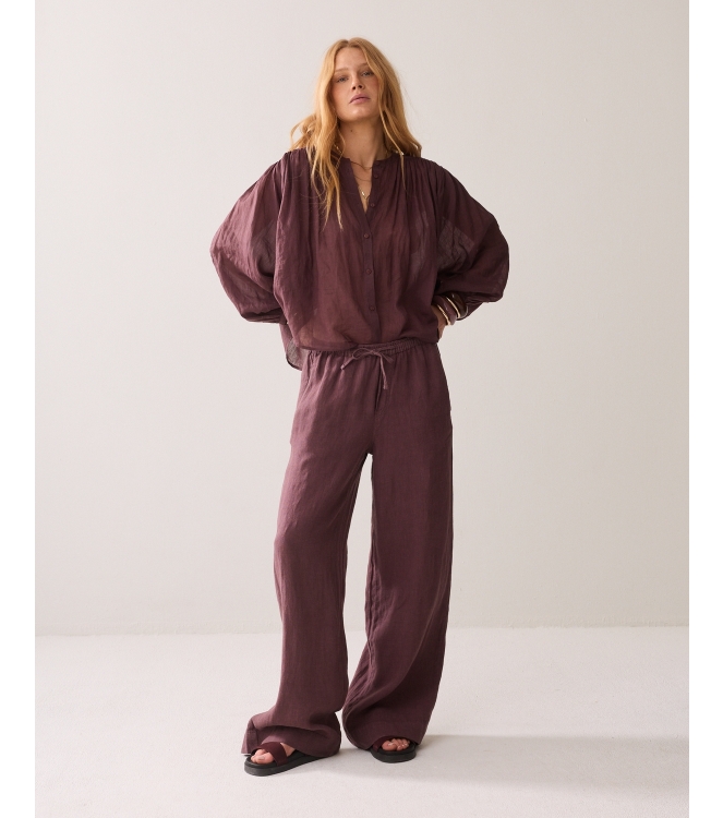 Summum Woman Blouse Ramie 334 Deep fig