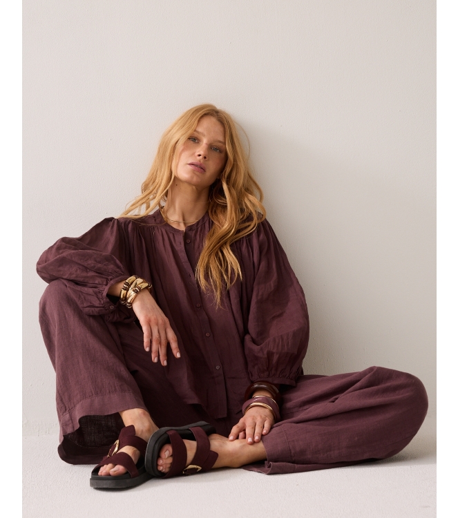 Summum Woman Blouse Ramie 334 Deep fig