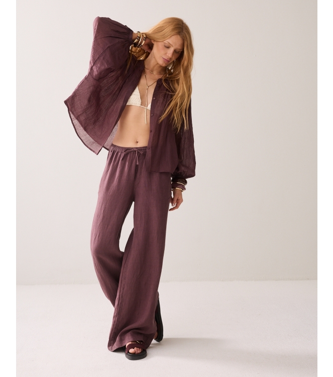 Summum Woman Blouse Ramie 334 Deep fig