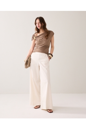 Summum Woman Trousers long Cotton stretch 115 Off White