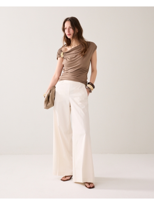 Summum Woman Trousers long Cotton stretch 115 Off White