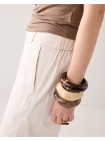 Summum Woman Trousers long Cotton stretch 115 Off White