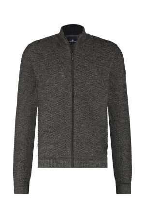 State of Art Cardigan Plain - Zip 9895 Donkerantraciet