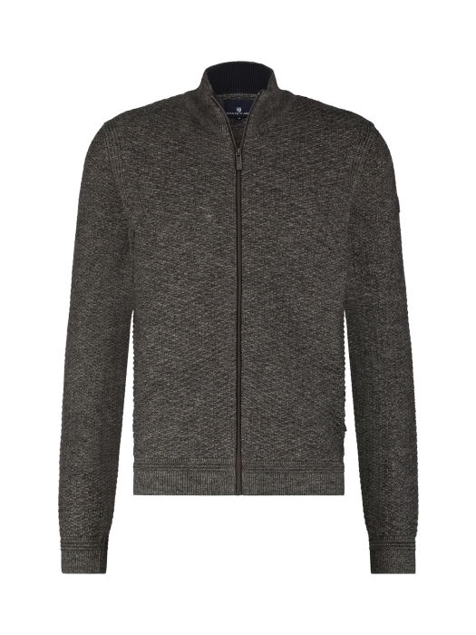 State of Art Cardigan Plain - Zip 9895 Donkerantraciet