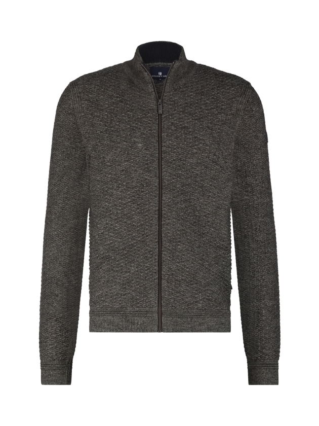 State of Art Cardigan Plain - Zip 9895 Donkerantraciet