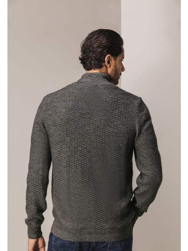 State of Art Cardigan Plain - Zip 9895 Donkerantraciet