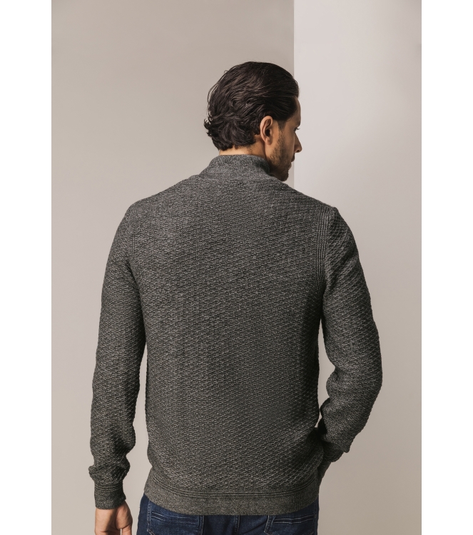 State of Art Cardigan Plain - Zip 9895 Donkerantraciet