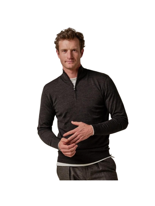 Profuomo PULLOVER HALF ZIP DARK BROWN H2Darkbrown