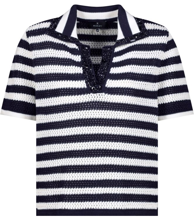 Monari Pullover 756 Marine ringel