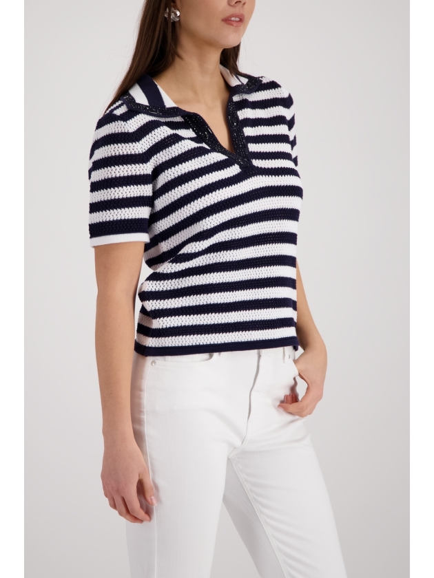 Monari Pullover 756 Marine ringel