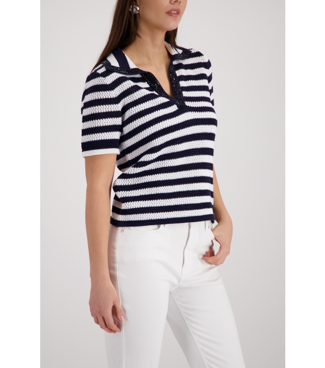 Monari Pullover 756 Marine ringel