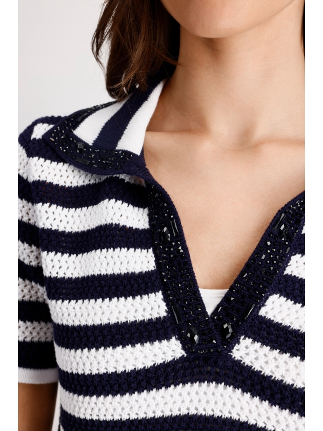 Monari Pullover 756 Marine ringel
