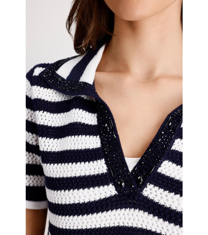 Monari Pullover 756 Marine ringel