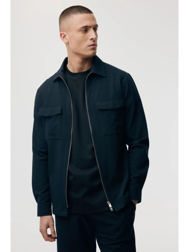 Genti Oaks shirt jacket zip 110 Navy