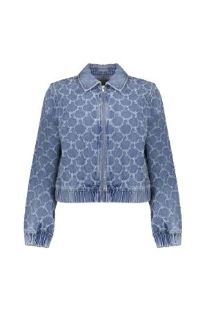 Geisha Jeansjacket jacquard circles 827 Mid blue denim