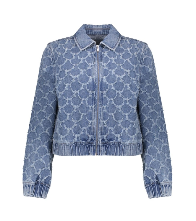 Geisha Jeansjacket jacquard circles 827 Mid blue denim