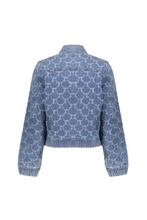 Geisha Jeansjacket jacquard circles 827 Mid blue denim