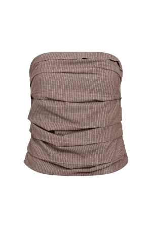Co Couture JihoCC Stripe Tube Top Brown