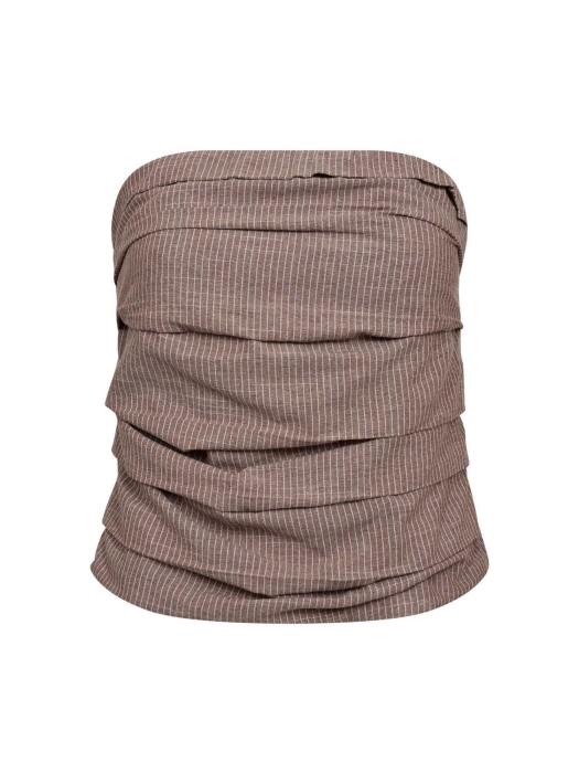 Co Couture JihoCC Stripe Tube Top Brown