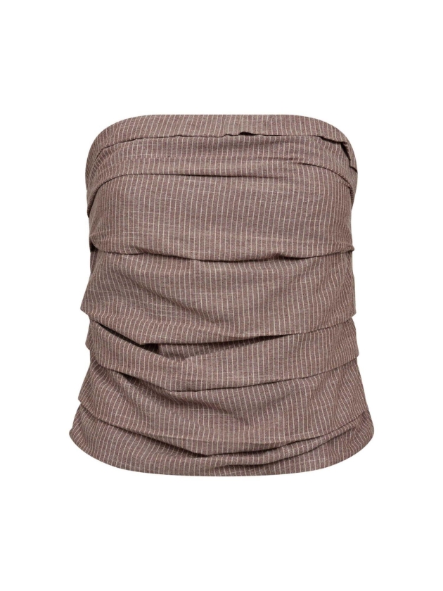 Co Couture JihoCC Stripe Tube Top Brown