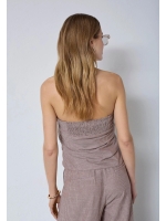 Co Couture JihoCC Stripe Tube Top Brown