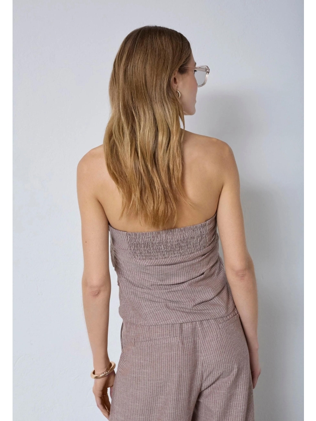 Co Couture JihoCC Stripe Tube Top Brown